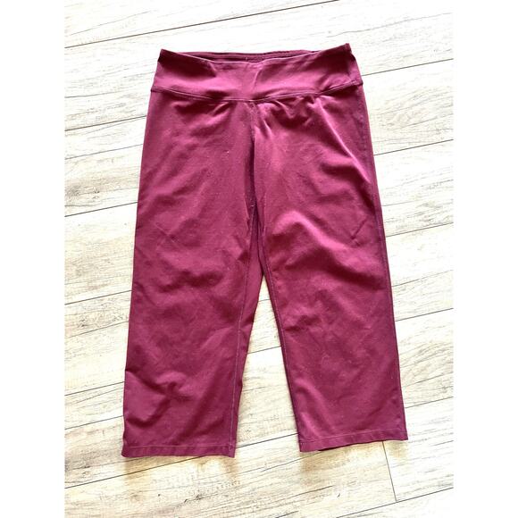 Prana Legging Medium Maroon Red Crop Pants Yoga Workout Wide-Leg - Picture 1 of 6